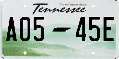 TN license plate A0545E