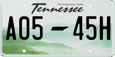 TN license plate A0545H