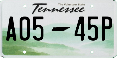 TN license plate A0545P