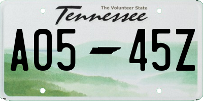 TN license plate A0545Z