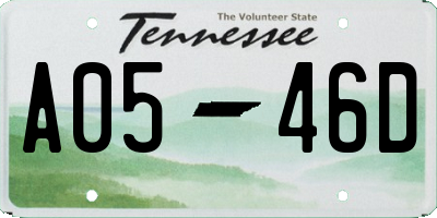 TN license plate A0546D