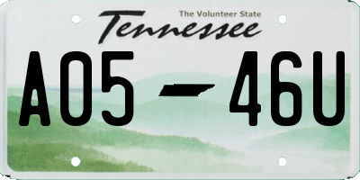 TN license plate A0546U