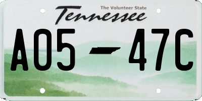 TN license plate A0547C