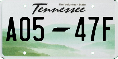 TN license plate A0547F