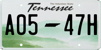 TN license plate A0547H