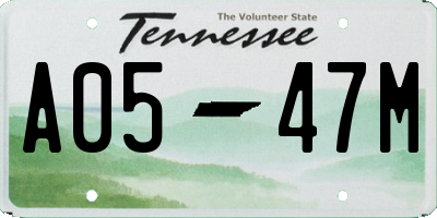 TN license plate A0547M