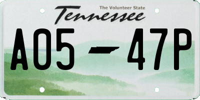 TN license plate A0547P