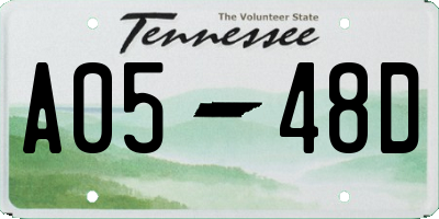 TN license plate A0548D