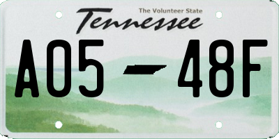 TN license plate A0548F