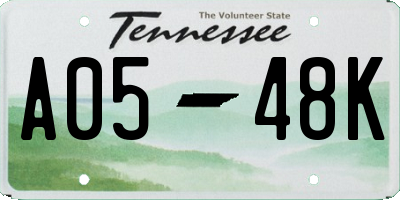 TN license plate A0548K