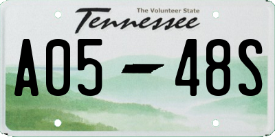 TN license plate A0548S