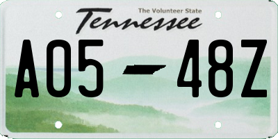TN license plate A0548Z