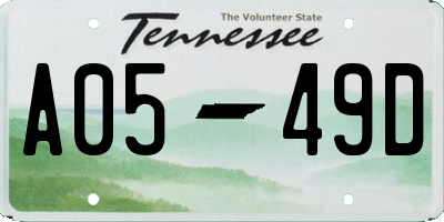 TN license plate A0549D