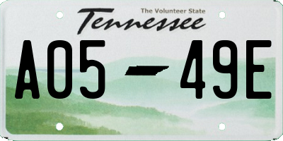 TN license plate A0549E