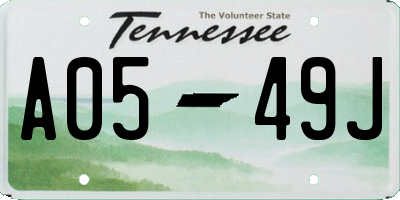TN license plate A0549J