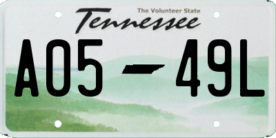TN license plate A0549L
