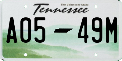 TN license plate A0549M