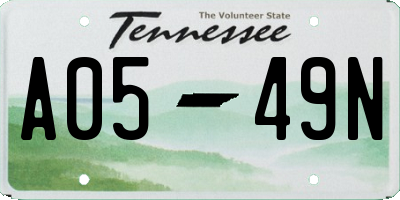 TN license plate A0549N