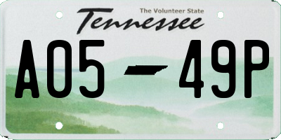 TN license plate A0549P