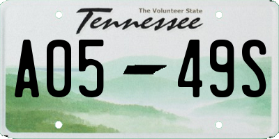 TN license plate A0549S
