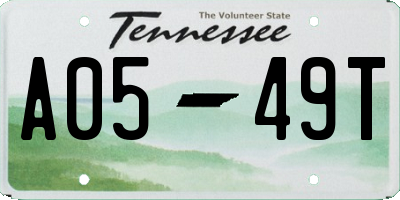 TN license plate A0549T