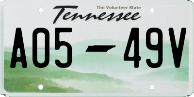 TN license plate A0549V