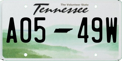 TN license plate A0549W