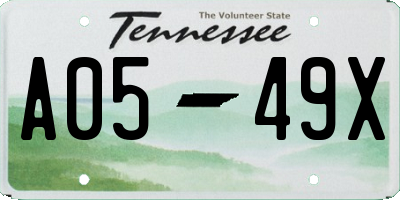 TN license plate A0549X