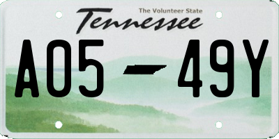 TN license plate A0549Y