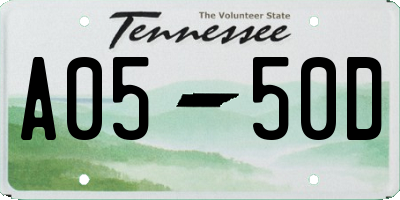 TN license plate A0550D