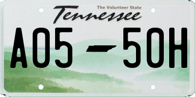 TN license plate A0550H