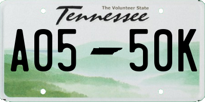 TN license plate A0550K