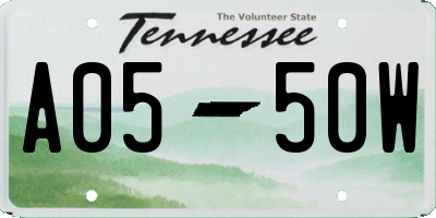 TN license plate A0550W