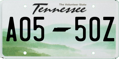 TN license plate A0550Z