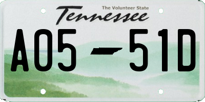 TN license plate A0551D