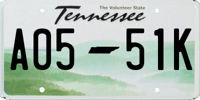 TN license plate A0551K