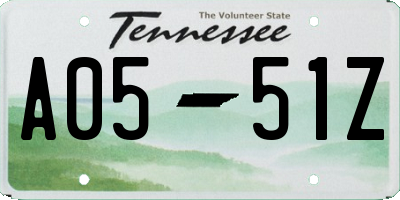 TN license plate A0551Z