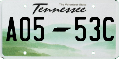 TN license plate A0553C