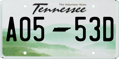 TN license plate A0553D