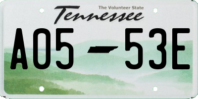 TN license plate A0553E