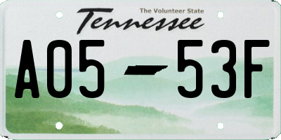 TN license plate A0553F