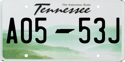 TN license plate A0553J