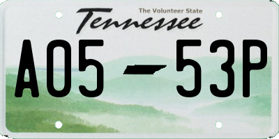 TN license plate A0553P