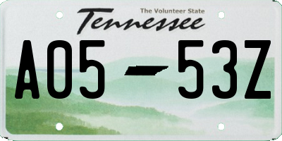 TN license plate A0553Z