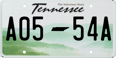 TN license plate A0554A