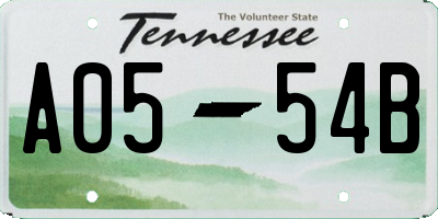 TN license plate A0554B