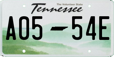 TN license plate A0554E