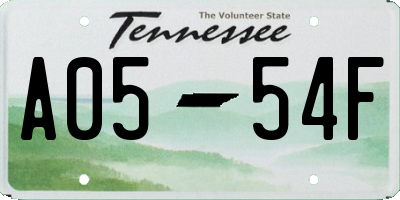 TN license plate A0554F