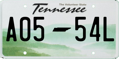 TN license plate A0554L