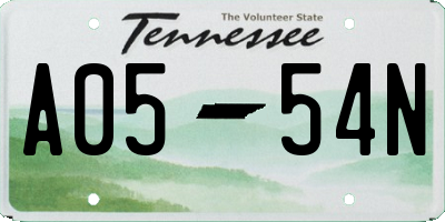 TN license plate A0554N